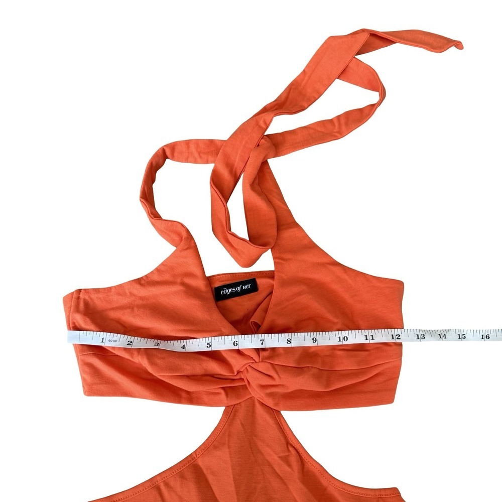 Halter Bodycon Maxi Dress Orange Womens Small - Picture 3 of 4